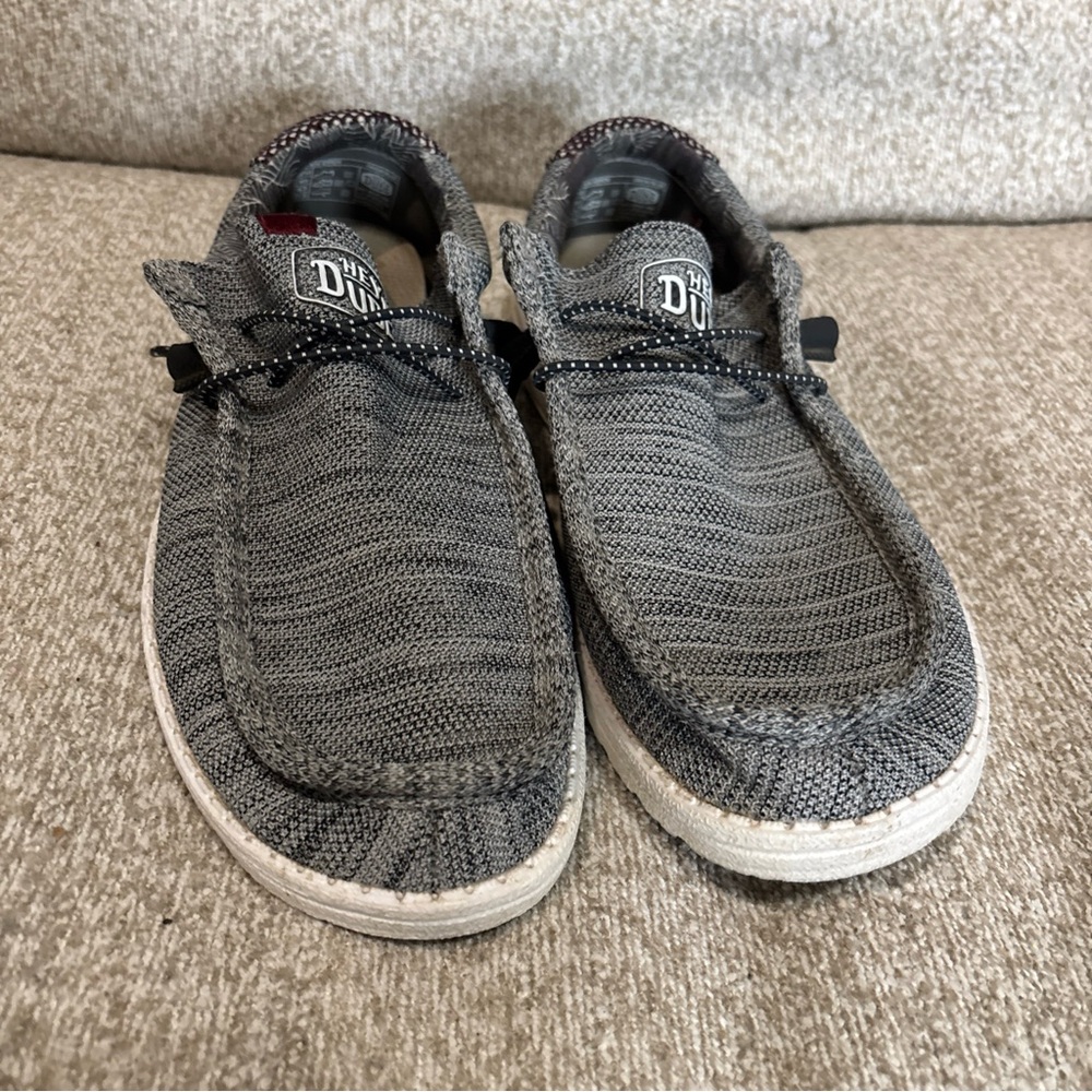 Hey Dude Wally Washed Men Gray Canvas Slip On Shoes Size 10 EU 43